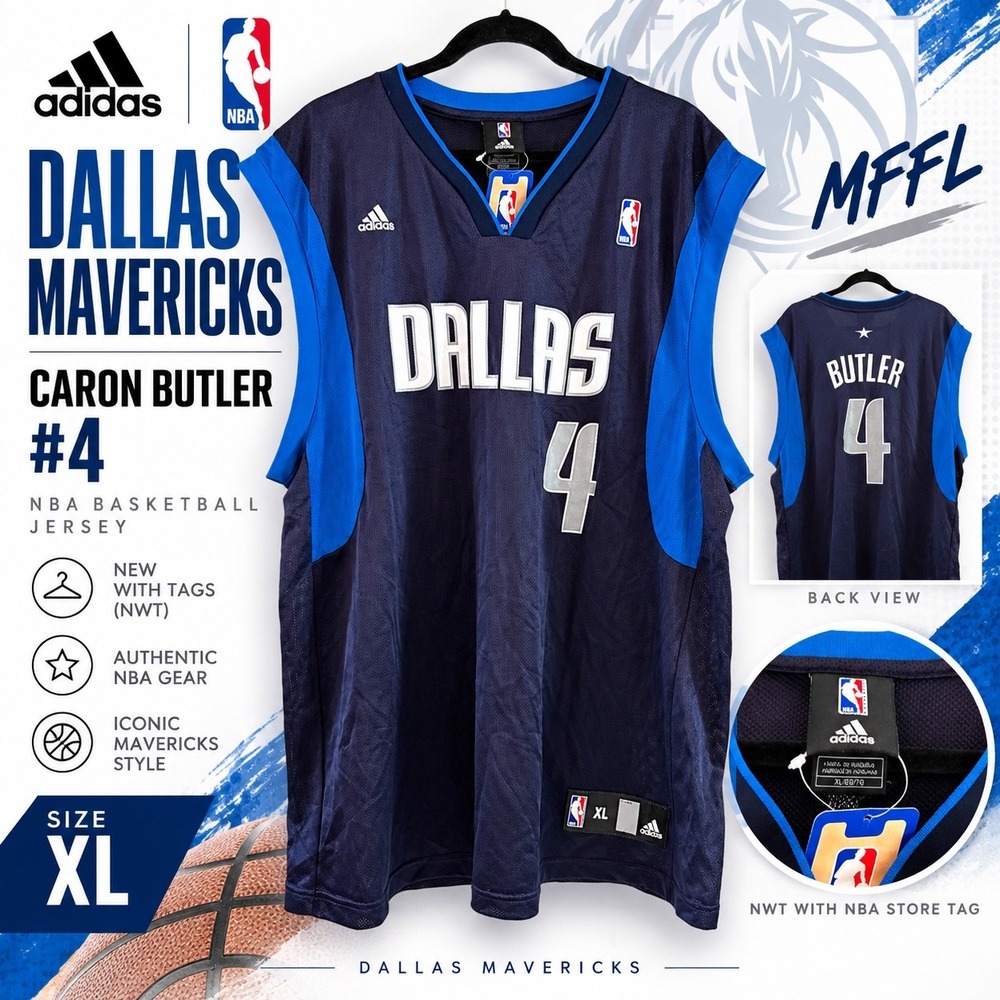 NWT Adidas Dallas Mavericks Caron Butler #4 NBA Jersey Men XL Mac's